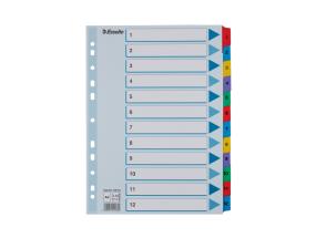 Registri vahelehed Esselte A4 1-12 värvi kartong