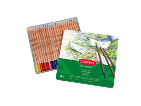 Akvarellipliiatsid DERWENT Academy 24värvi metallkarbis