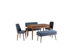 Mööblikomplekt toolid Vina 1048 - 4 - Walnut, Dark Blue