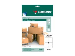Lomond Self-Adhesive Paper Universal Labels, 8/105x74,3, A4, 50 sheets, White