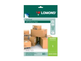 Lomond Self-Adhesive Paper Universal Labels, 1/210x297, A4, 50 sheets, Green neon