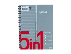 Kaustik spiraalköites A5+ jooneline BANTEX 5in1 registriga kartongkaaned 75 lehte