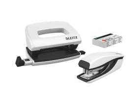 Klammerdaja & augulööja komplekt LEITZ Mini Wow 10 lehte pärlvalge (nr10 klambrid)