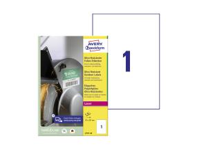 Kleebisetikett AVERY Zweckform 210x297mm temp- ja veekindel 40 lehte valge (L7917-40)