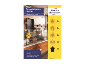 kleebisetikett AVERY ZWECKFORM Covid-19 Q20cm 5 kujundust 12 tk (49415)	
