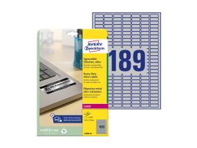 Kleebisetikett hõbedasest polüesterkilest AVERY Zweckform 25,4x10mm 189 lehel 20 lehte pakis (L6008-20)