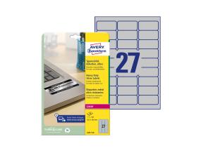 Kleebisetikett hõbedasest polüesterkilest AVERY Zweckform 63,5x29,6mm 20 lehte pakis (L6011-20)