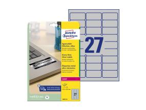 Kleebisetikett hõbedasest polüesterkilest AVERY Zweckform 63,5x29,6mm 8 lehte (L6011-8)