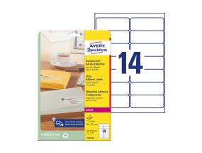 Kleebisetikett läbipaistvast polüesterkilest 99,1x38,1mm AVERY L7563-25 lehte pakis