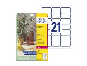 Kleebisetikett läbipaistvast polüesterkilest AVERY Zweckform 63,5x38,1mm 25 lehte (L7782-25)