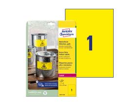 Kleebisetikett polüesterkilest ilmastikukindel AVERY Zweckform 210x297mm 20 lehte pakis kollane (L6111-20)