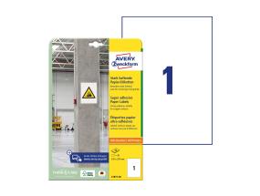 Kleebisetikett tööstuslik AVERY Zweckform 210x297mm 20 lehte pakis ekstra tugeva liimiga (L7877-20)