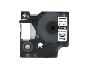 Kleepkirjalintmarkeerimislint DYMO RHINO 18055 12mm termokahanev toru mustvalgel analoog