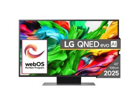 TV Set LG 43" 4K/Smart 3840x2160 Wireless LAN Bluetooth webOS Black 43QNED86A3C