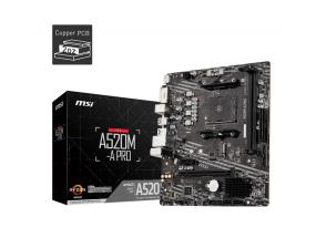 Mainboard MSI AMD A520 SAM4 MicroATX 1xPCI-Express 3.0 1x 1xPCI-Express 3.0 16x 1xM.2 Memory DDR4...