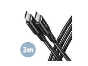 CABLE USB-C TO USB-C 3M 60W/HQ BLACK BUCM-CM30AB AXAGON