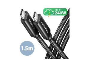 CABLE USB-C TO USB-C 1.5M 240W/BRAID BLK BUCM2-CM15AB AXAGON