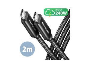 CABLE USB-C TO USB-C 2M 240W/BRAID BLK BUCM2-CM20AB AXAGON