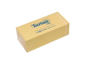 Märkmepaber 76x76mm TARTAN kollane 12x100 lehte