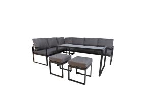 Aiamööblikomplekt LEIPZIG laud, nurgadiivan ja 2 tumbat