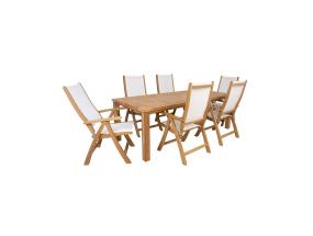 Söögilauakomplekt BALI laud 220x100xH75cm, 6 tooli 60x70xH110cm, tiikpuit