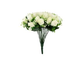 Kunstlill FLOWERLY H40cm 36tk roosid kimbus, valge
