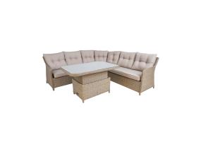 Aiamööblikomplekt PACIFIC laud ja nurgadiivan