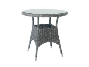 Laud WICKER D60xH59cm, tumepruun, klaas, plastikpunutis, alumiinium