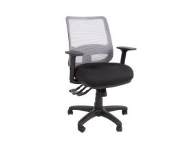 Töötool SAGA, 65,5x64xH94,5-114cm, must/hall, polüesterkangas, plastik