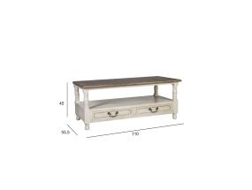 Diivanilaud SAMIRA NEW 110x55,5xH45cm, antiikvalge/naturaalne