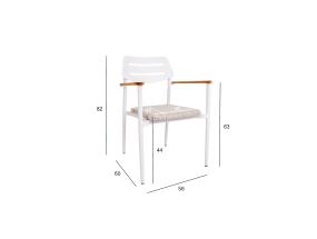 Tool WALES valge 56x60xH82cm, alumiiniumraam, plastikpunutis, tiikpuit