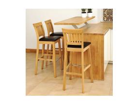 Baaritool LAURA 40x40xH99cm, iste: kunstnahk, värvus: tumepruun, puit: tamm, viimistlus: õlitatud