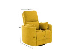 Tugitool STINA kiikuv ja pöörlev manuaalne recliner 83x88xH100cm, kollane