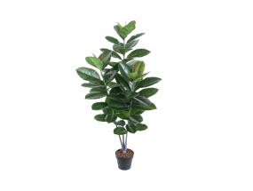 Kunstpuu RUBBER PLANT, H130cm, 3 tüvega, must pott