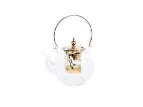 Teekann MANON 1L sõelaga, kaarsang, kuldne