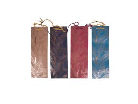 Kinkekott pudelile LEAF, 12x8x36cm, mix