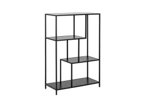 Riiul SEAFORD 77x35xH114cm, 3x, riiulid: must saare melamiin, raam: must metall, asymmetric