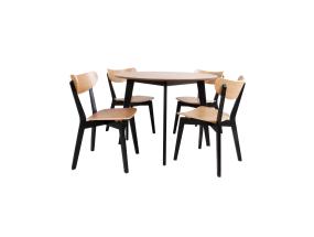 Söögilauakomplekt ROXBY ümar laud D105xH76cm, 4 tooli (AC85660), tamm/must
