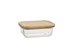 Kauss BOXY 14,5x10,5xH4,8cm 370ml, klaas, bambus