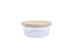 Kauss BOXY D15xH6cm 620ml, klaas, bambusest kaanega