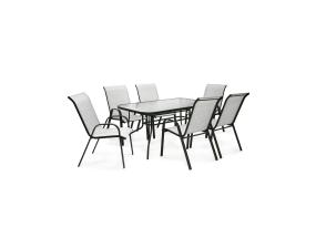 Aiamööblikomplekt DUBLIN laud ja 6 tooli, hõbehall