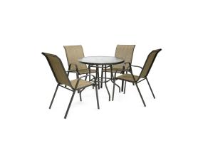 Aiamööblikomplekt DUBLIN laud ja 4 tooli, kuldpruun