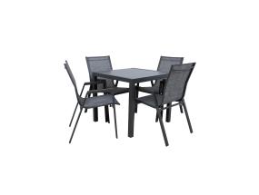 Aiamööblikomplekt DELGADO laud ja 4 tooli, hall