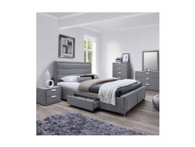 Voodi CAREN 160x200cm, madratsiga HARMONY DELUX, hall, 165x220,5xH110cm, MDF, polüesterkangas