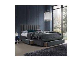 Voodi GRACE 160x200cm, madratsiga HARMONY TOP, tumehall, 165x215xH111cm, MDF, polüesterkangas