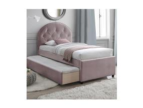 Voodi LARA 90x200cm, kahe madratsiga HARMONY UNO, lillakasroosa