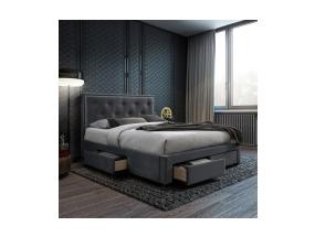 Voodi GLOSSY 160x200cm, madratsiga HARMONY DUO, hall