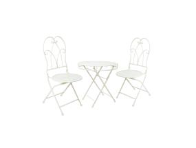 Rõdukomplekt SANDY laud ja 2 tooli, antiikvalge