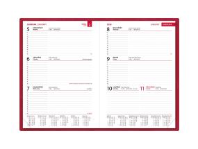 Raamatkalender NÄDAL A5, horisontaal, kõvaköide, (TUMEPUNANE) 00030/40046