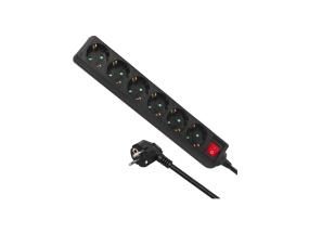 Pikendusjuhe 6-osaline 5m lülitiga must, maandusega